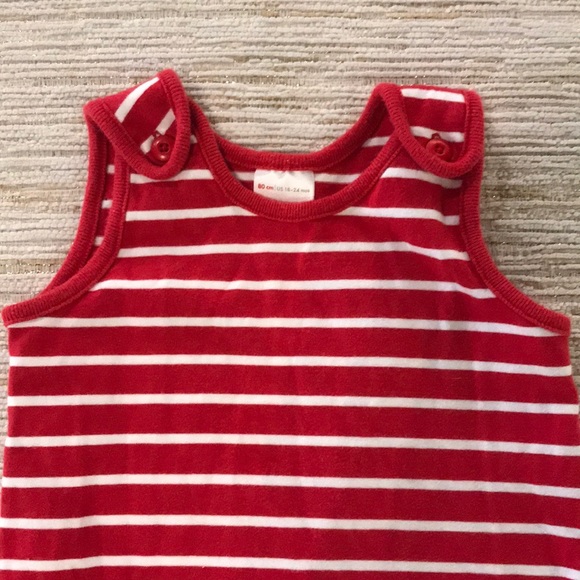 Hanna Andersson Red & White Striped Cotton Romper - Picture 2 of 3